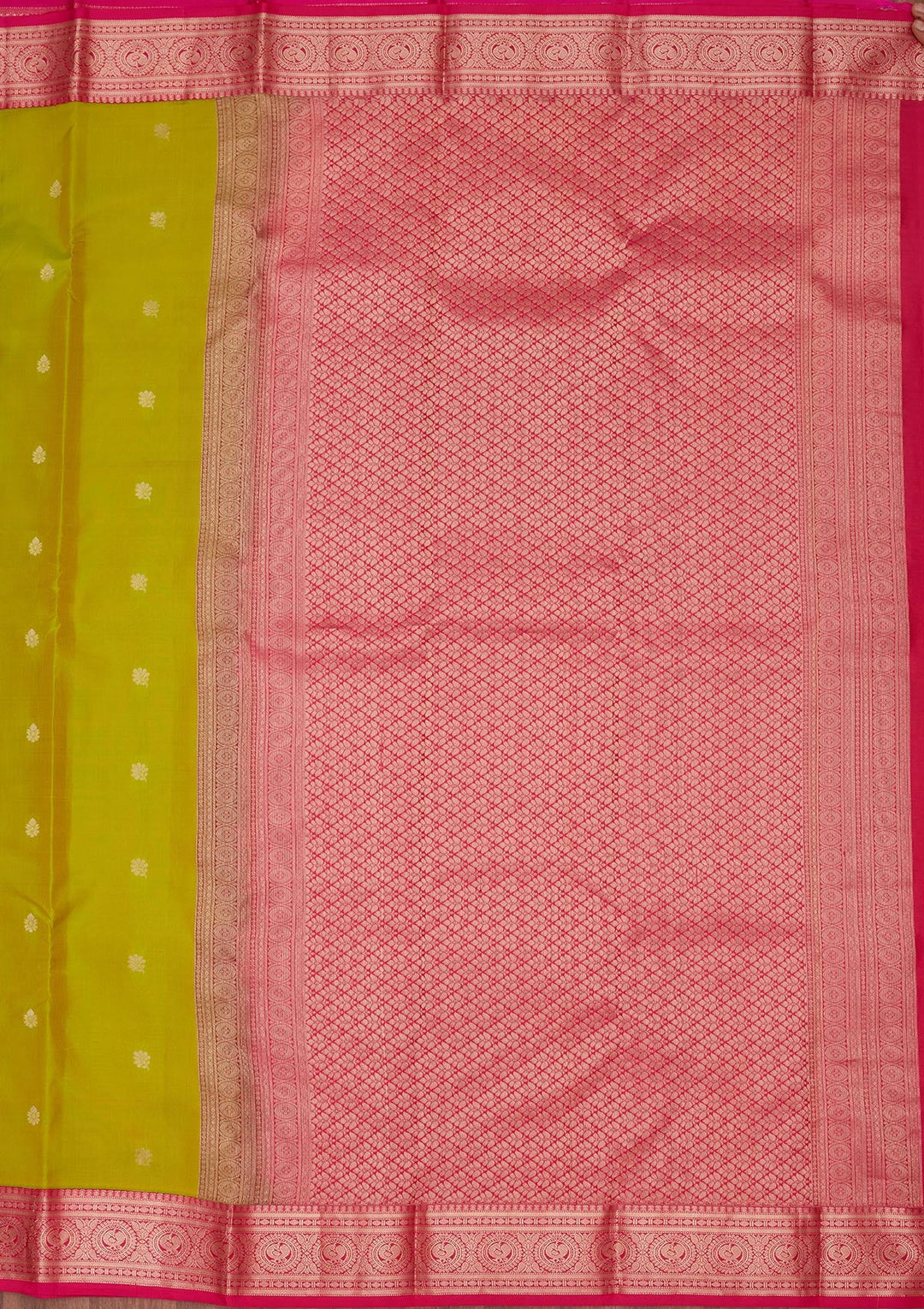 Parrot Green Zariwork Pure Silk Saree-koskii