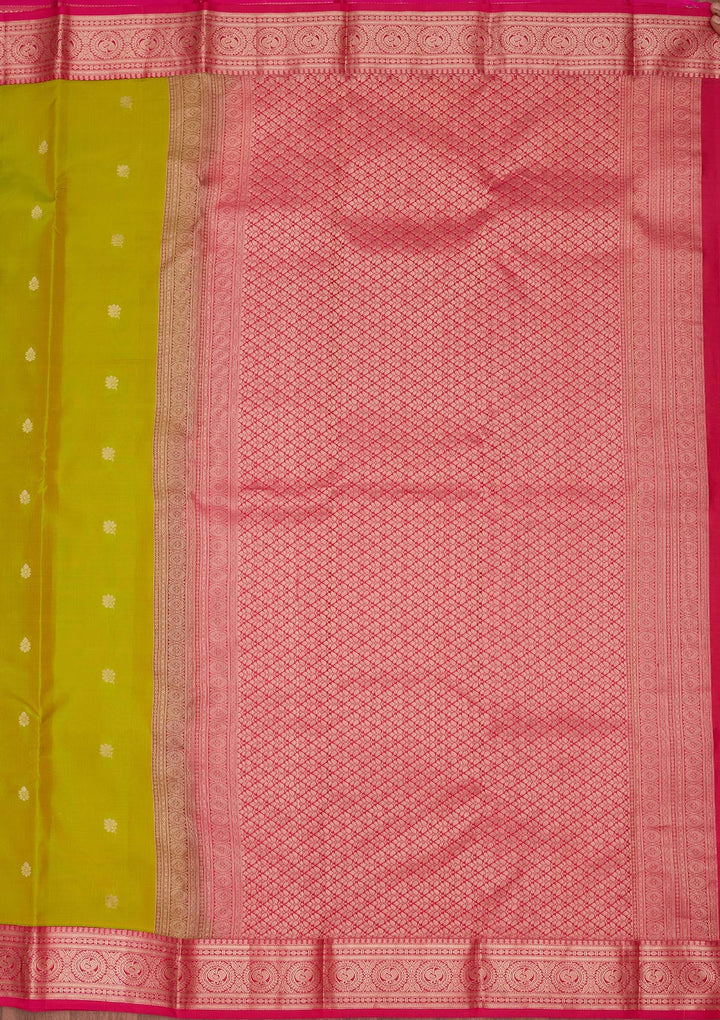 Parrot Green Zariwork Pure Silk Saree-koskii