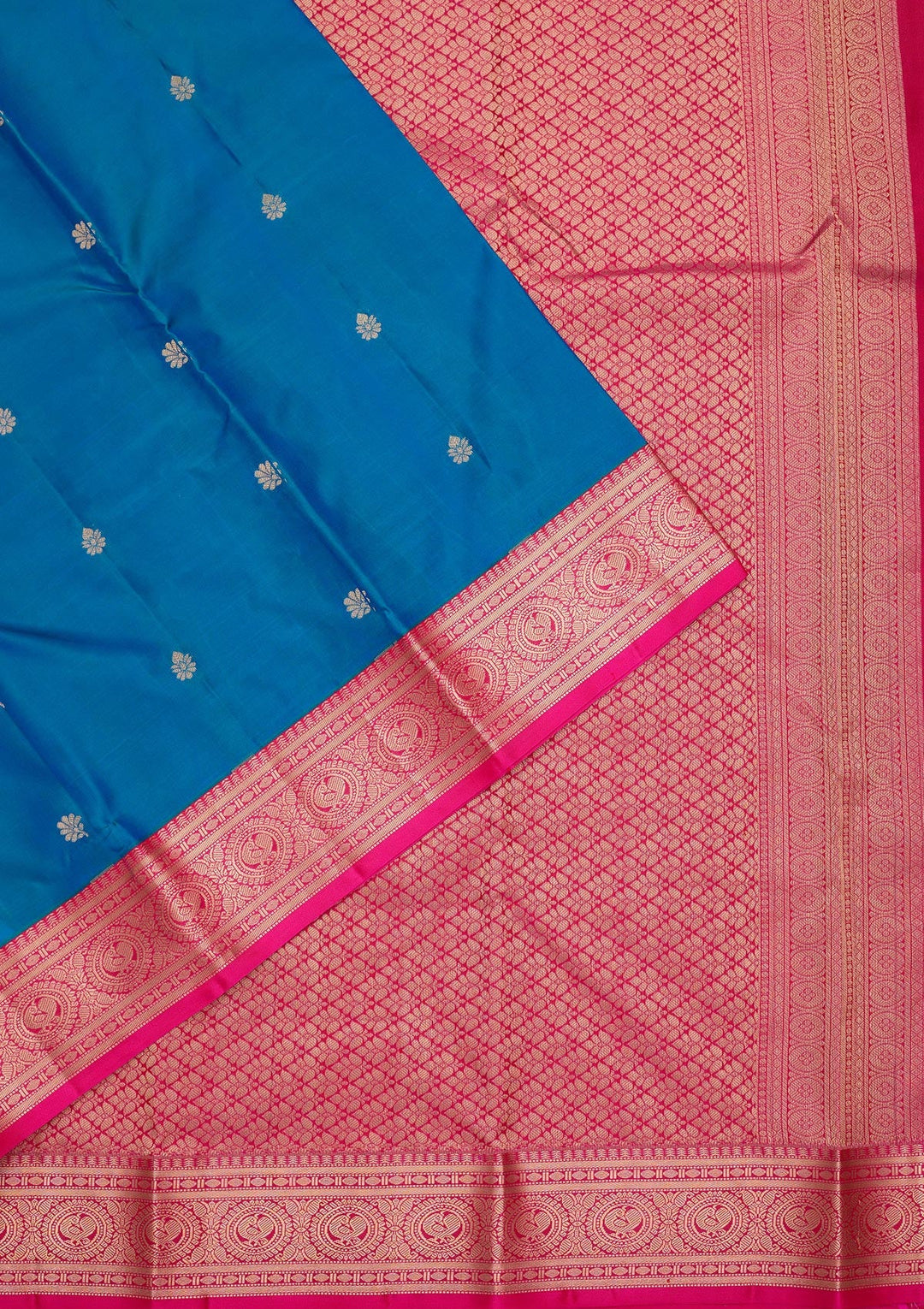 Turquoise Blue Zariwork Pure Silk Saree-koskii