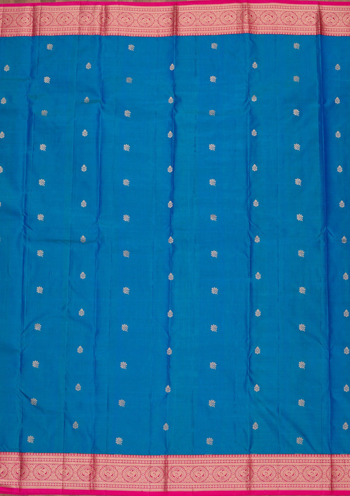 Turquoise Blue Zariwork Pure Silk Saree-koskii