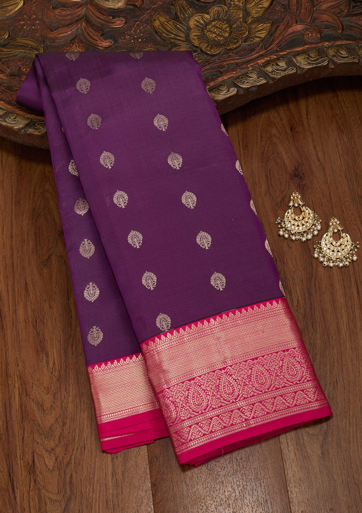 Purple Zariwork Pure Silk Saree-koskii