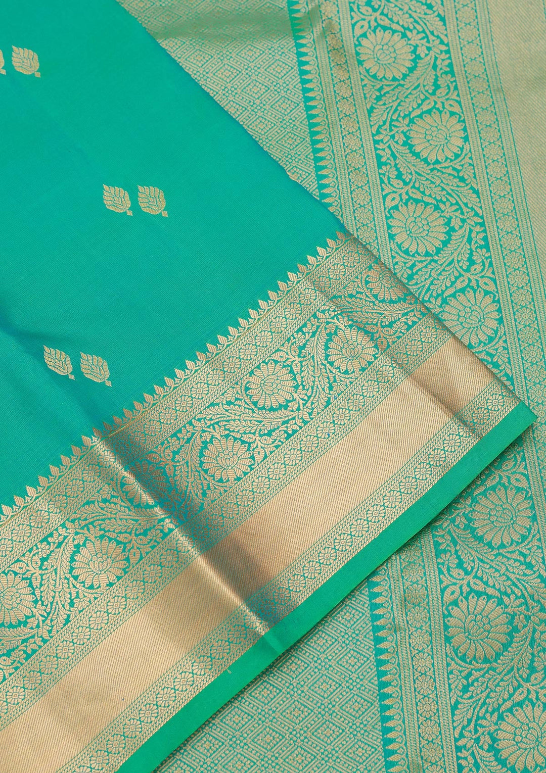 Sea Green Zariwork Pure Silk Saree-koskii