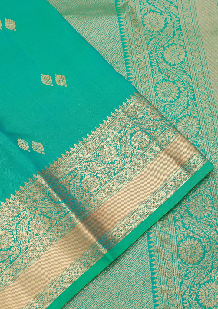 Sea Green Zariwork Pure Silk Saree-koskii