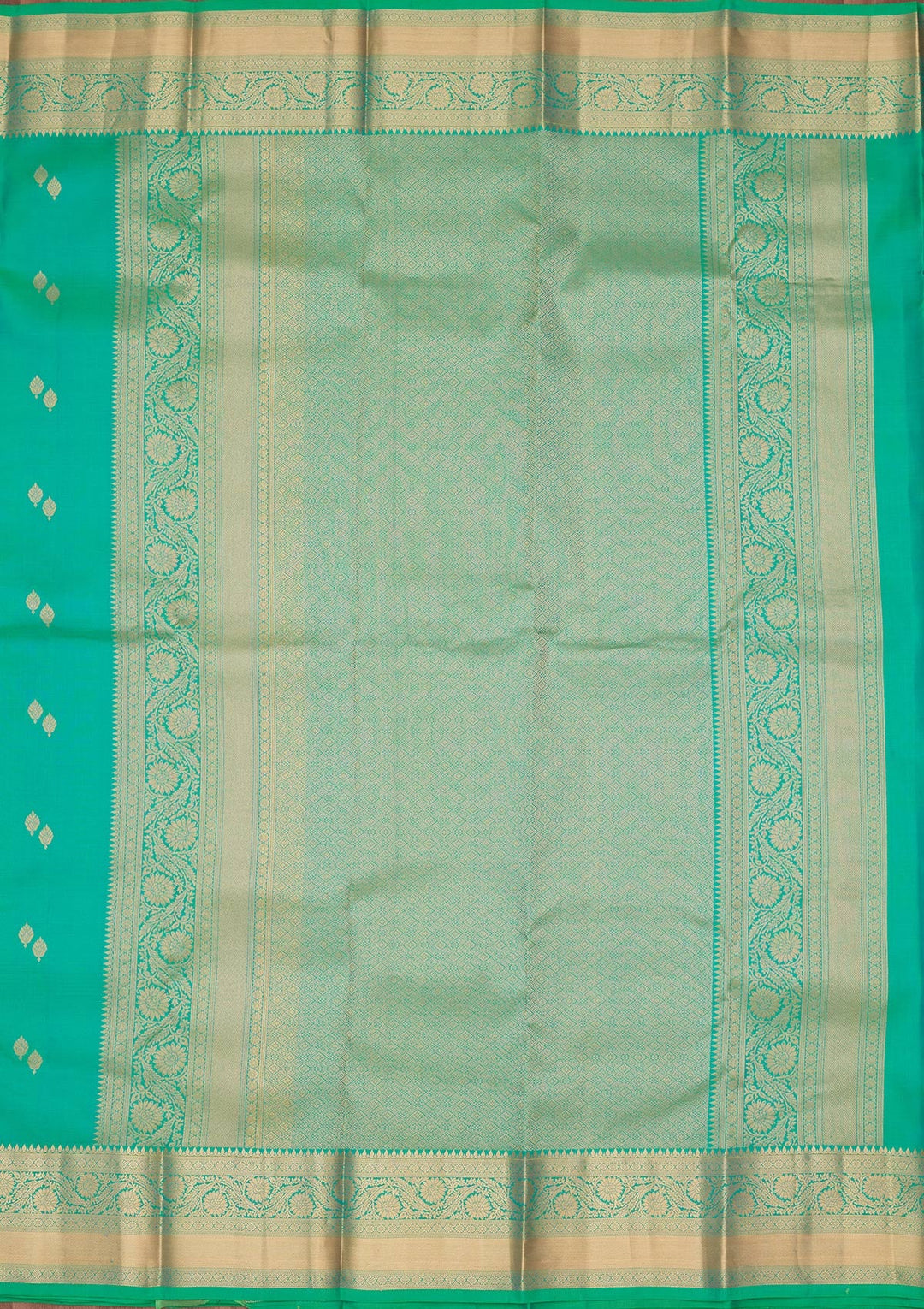 Sea Green Zariwork Pure Silk Saree-koskii