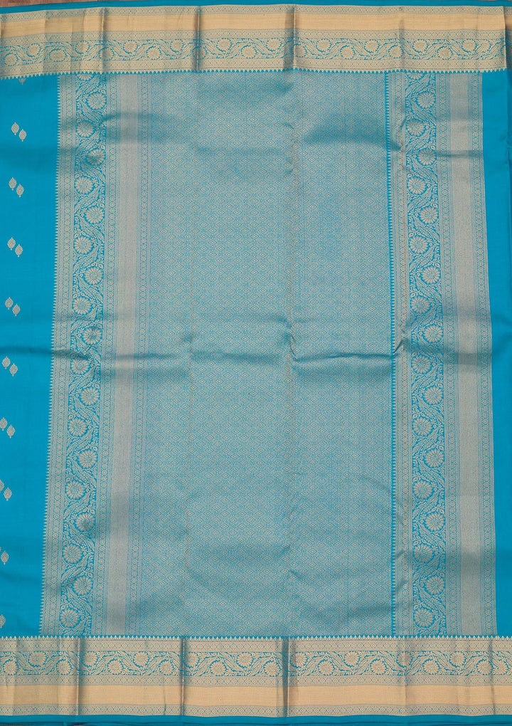 Turquoise Blue Zariwork Pure Silk Saree-koskii