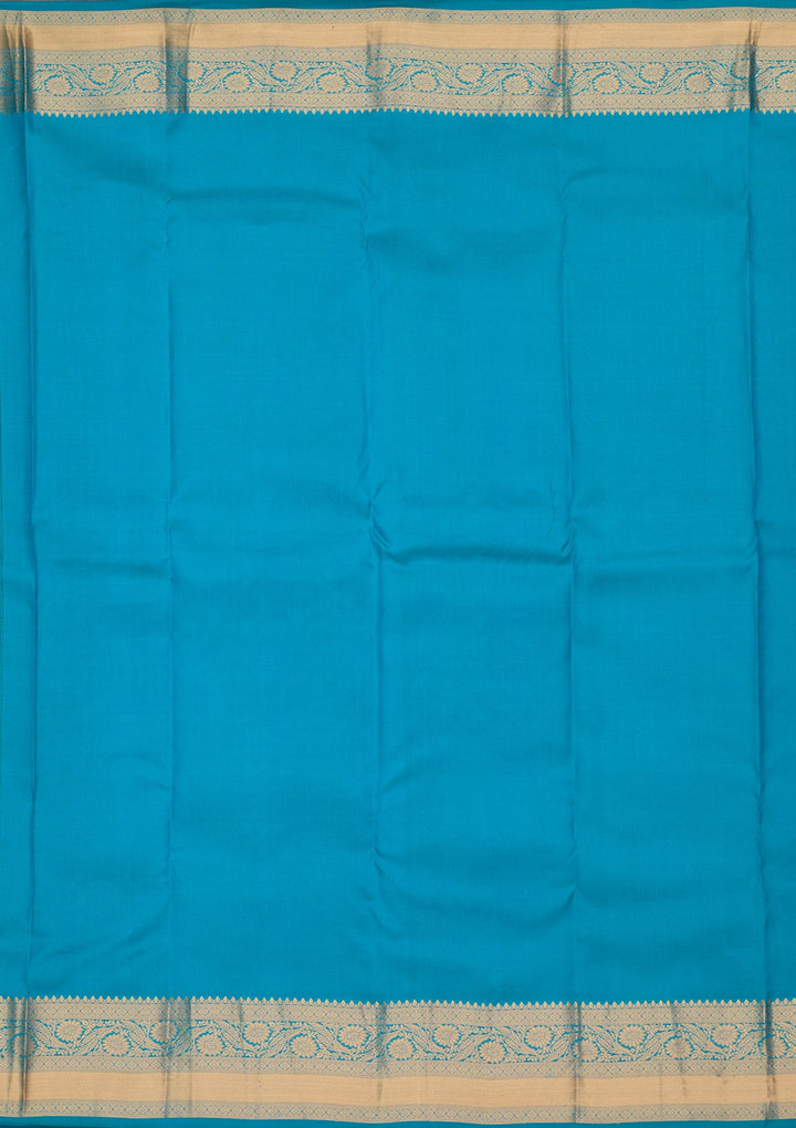 Turquoise Blue Zariwork Pure Silk Saree-koskii