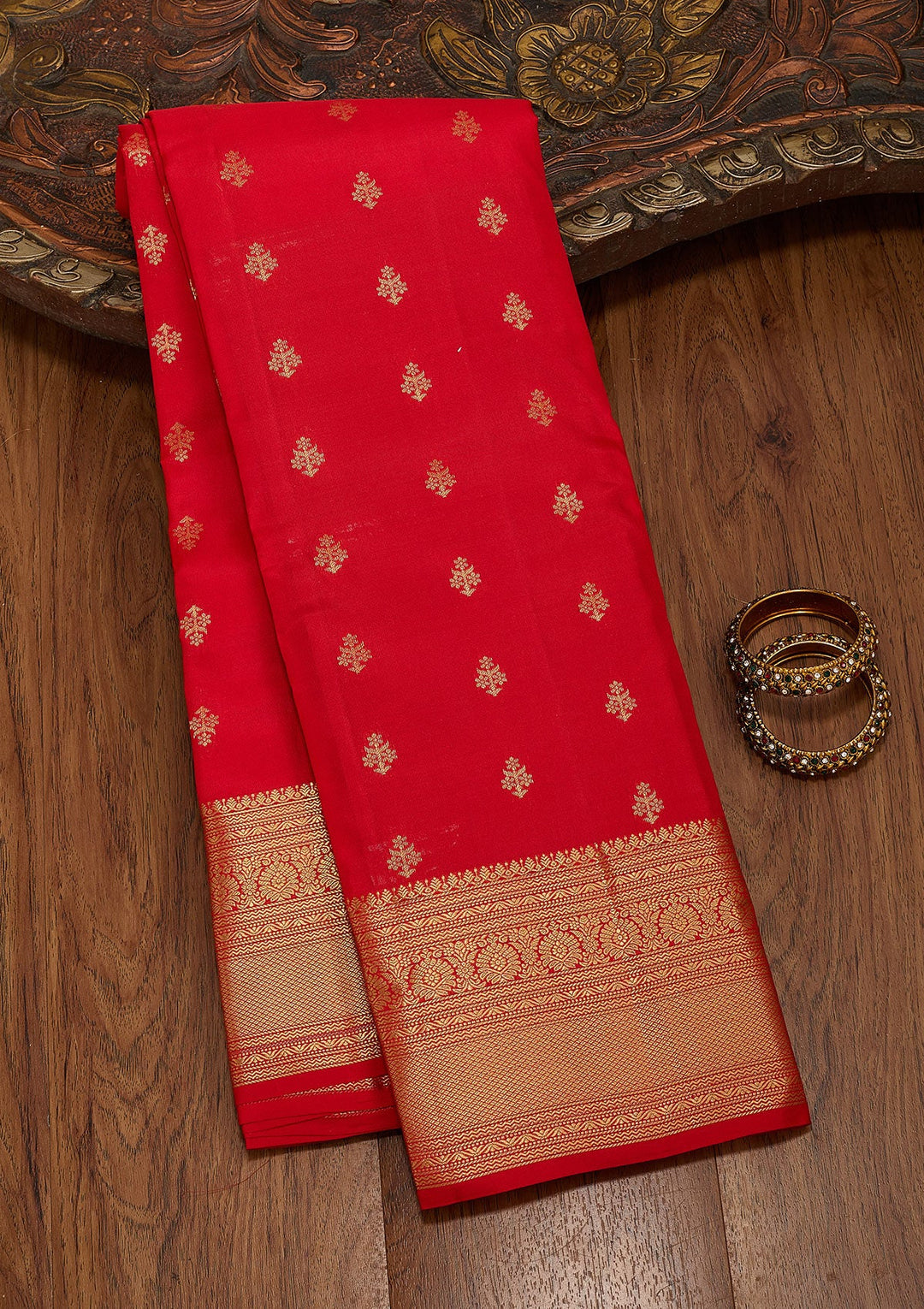 Red Zariwork Pure Silk Saree-koskii