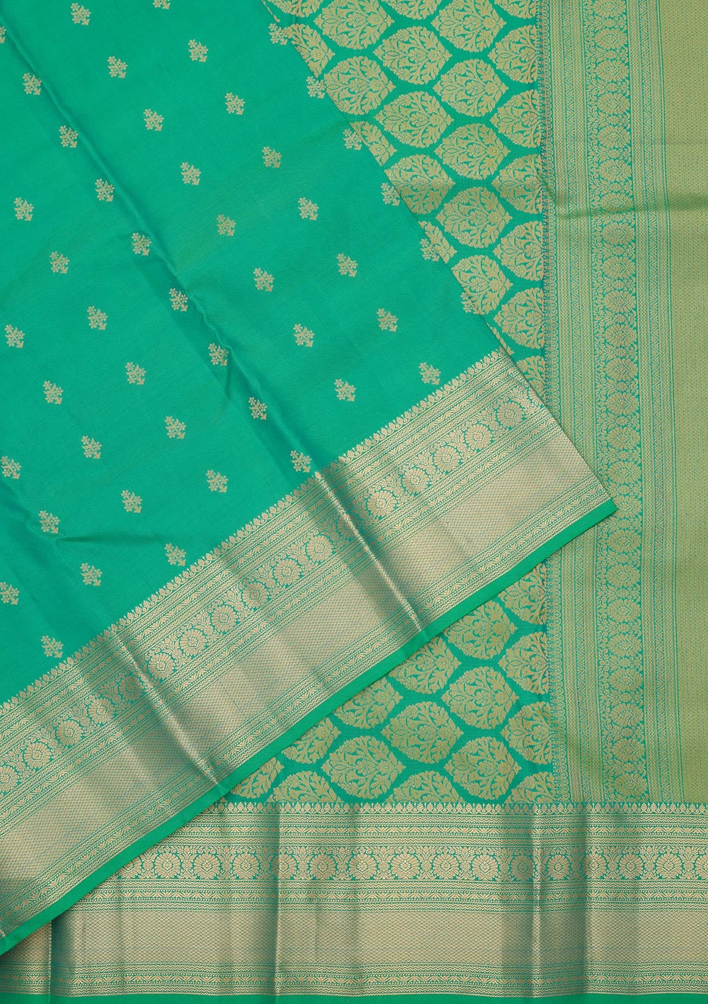 Sea Green Zariwork Pure Silk Saree-koskii