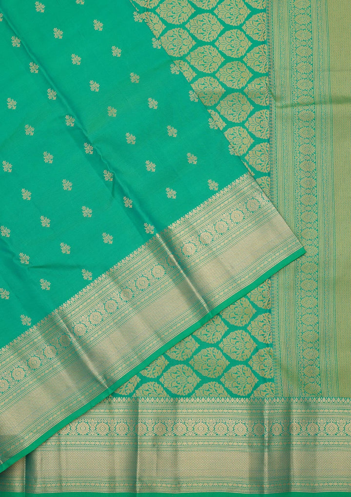 Sea Green Zariwork Pure Silk Saree-koskii