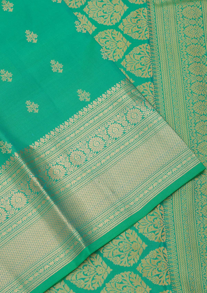 Sea Green Zariwork Pure Silk Saree-koskii