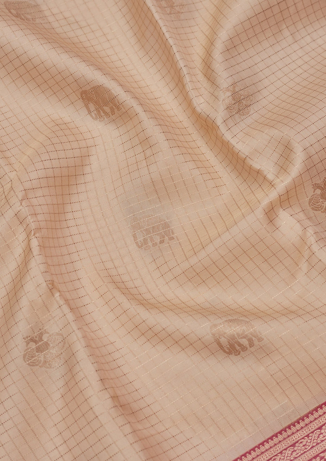 Cream Zariwork Pure Silk Saree-koskii