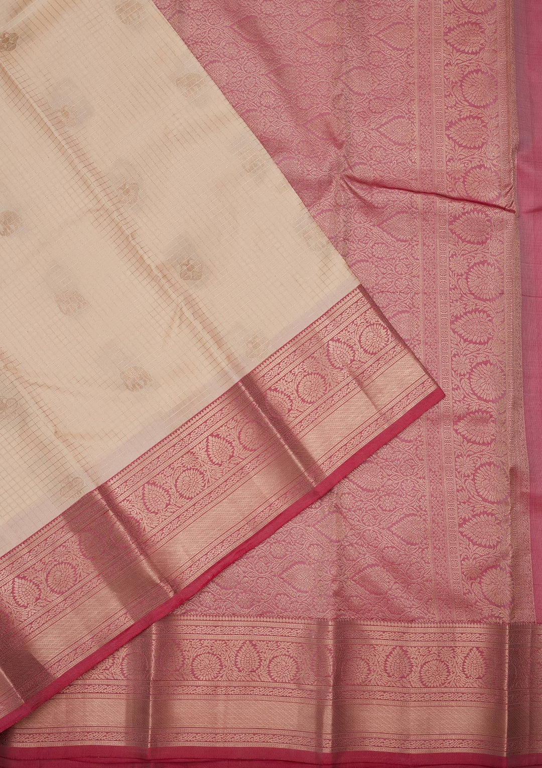 Cream Zariwork Pure Silk Saree-koskii