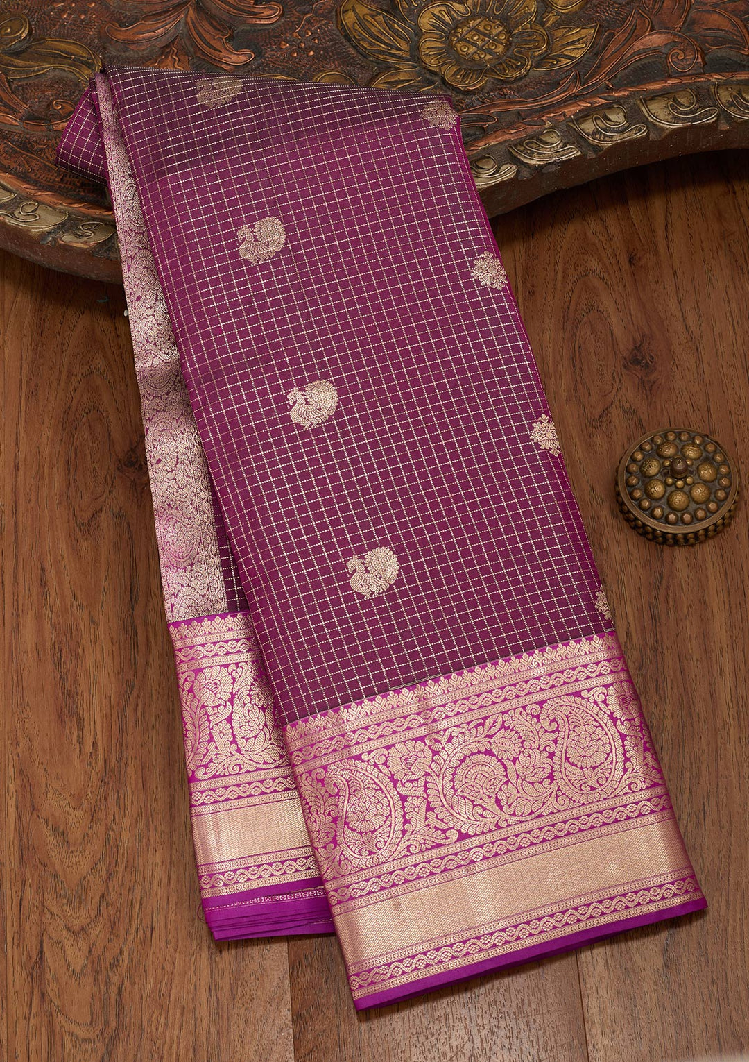 Wine Zariwork Pure Silk Saree-koskii