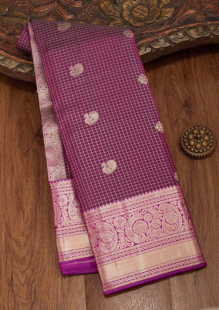 Wine Zariwork Pure Silk Saree-koskii