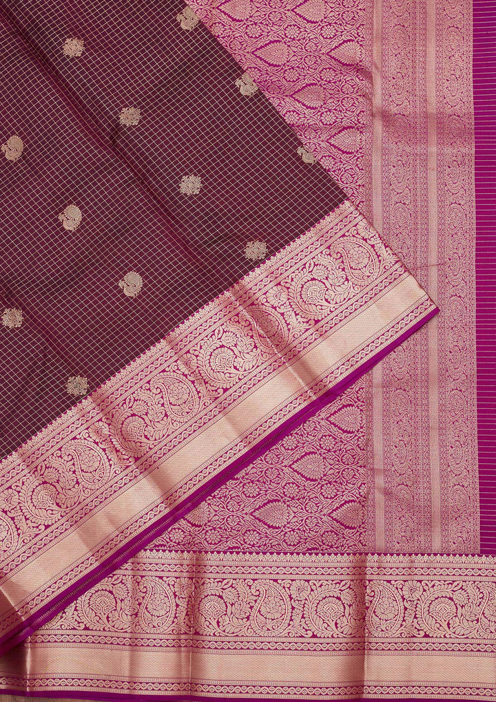 Wine Zariwork Pure Silk Saree-koskii
