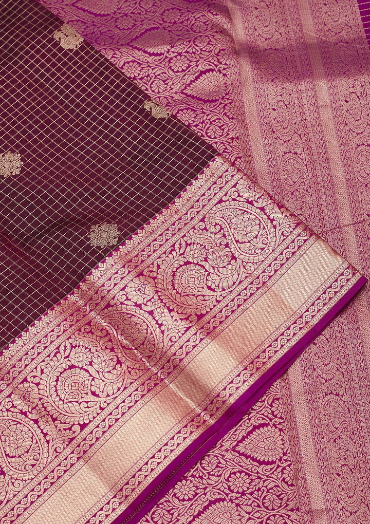 Wine Zariwork Pure Silk Saree-koskii
