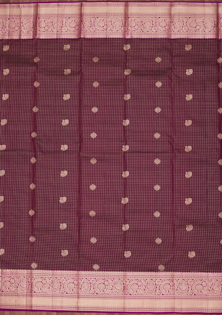 Wine Zariwork Pure Silk Saree-koskii
