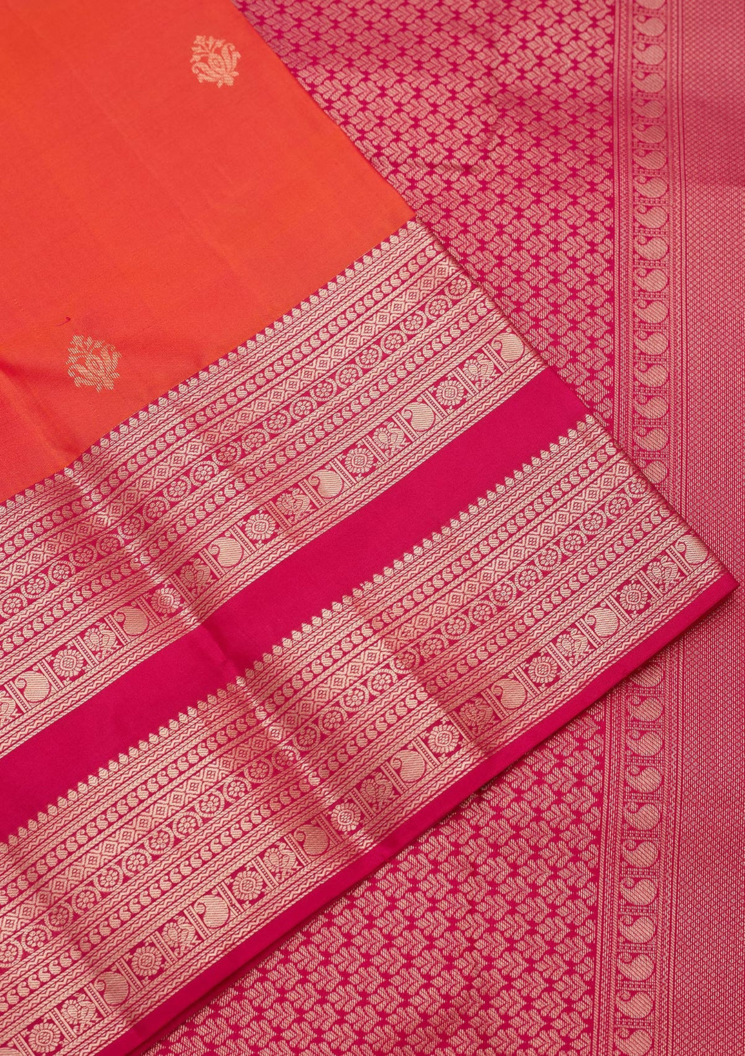 Orange Zariwork Pure Silk Saree-koskii