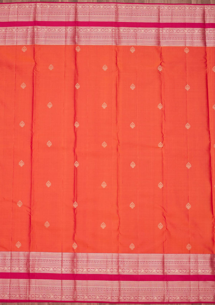 Orange Zariwork Pure Silk Saree-koskii