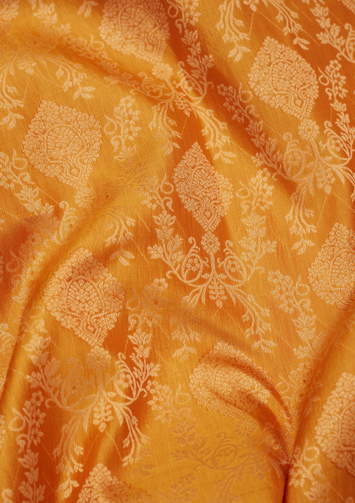 Mustard Zariwork Pure Silk Saree-koskii