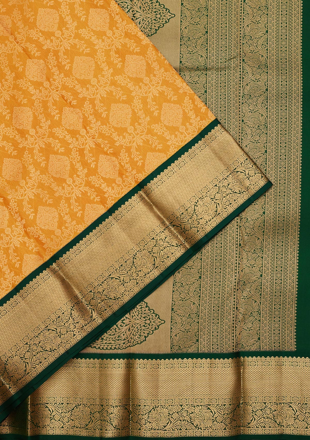 Mustard Zariwork Pure Silk Saree-koskii