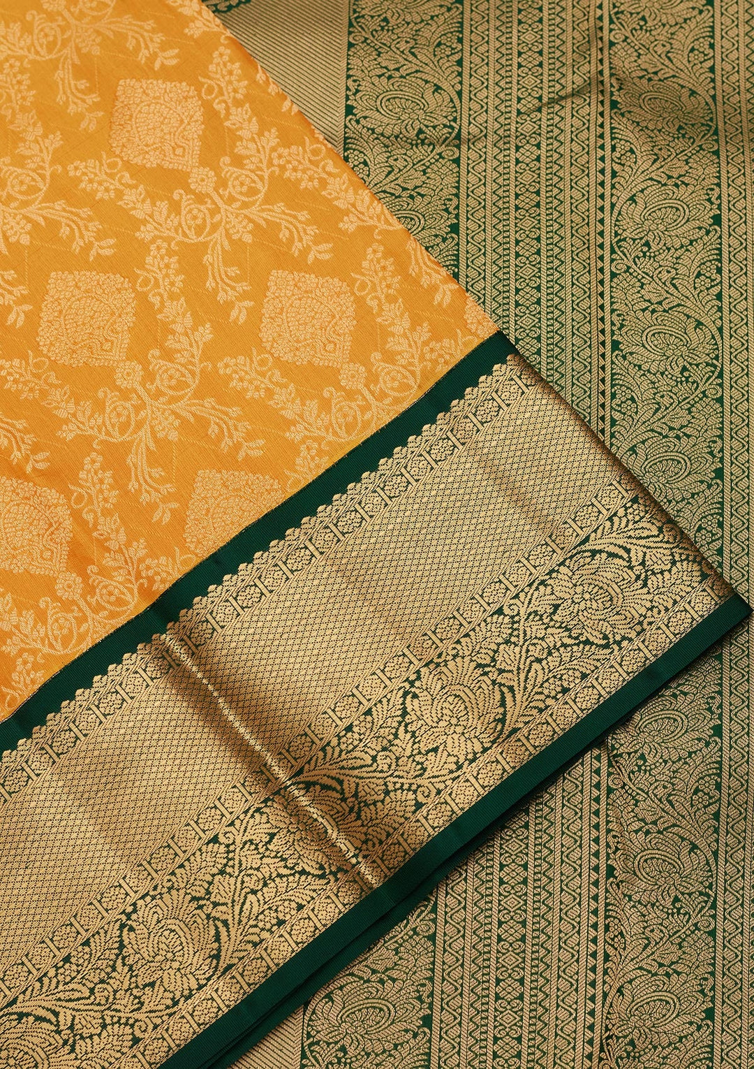 Mustard Zariwork Pure Silk Saree-koskii