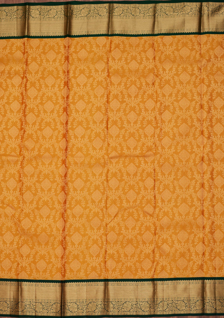 Mustard Zariwork Pure Silk Saree-koskii