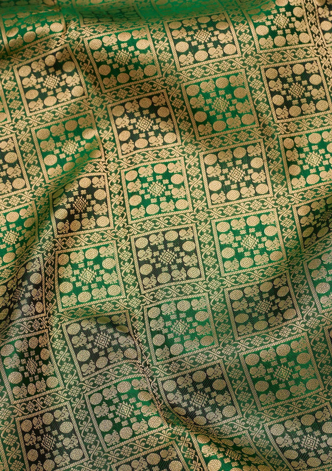 Bottle Green Zariwork Pure Silk Saree-koskii