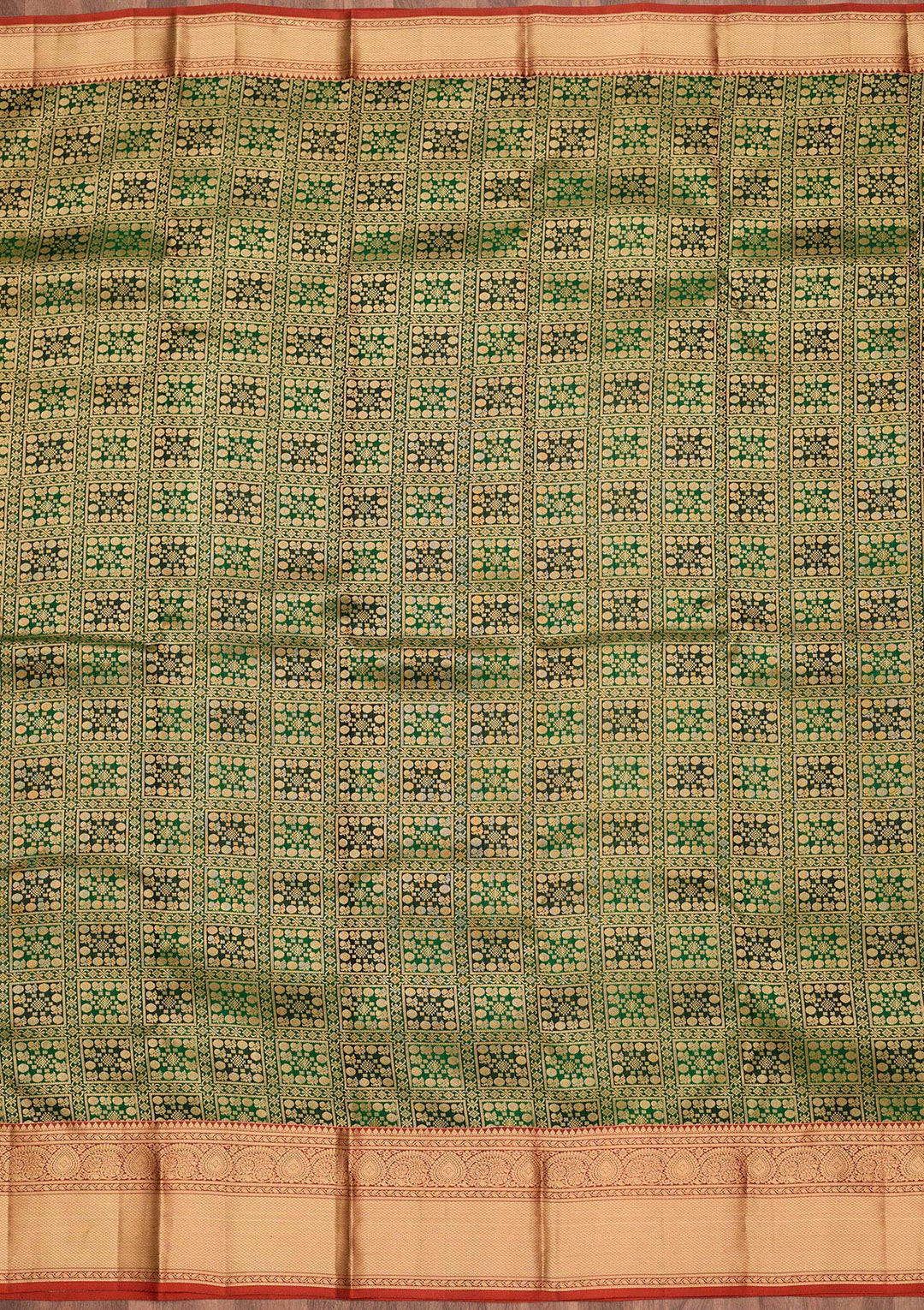 Bottle Green Zariwork Pure Silk Saree-koskii