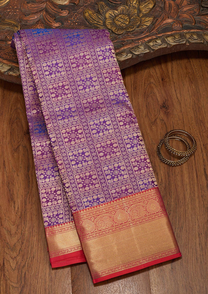 Purple Zariwork Pure Silk Saree-koskii