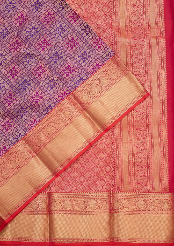 Purple Zariwork Pure Silk Saree-koskii