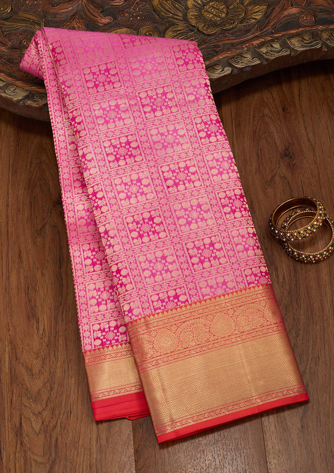 Rani Pink Zariwork Pure Silk Silk_Saree-koskii