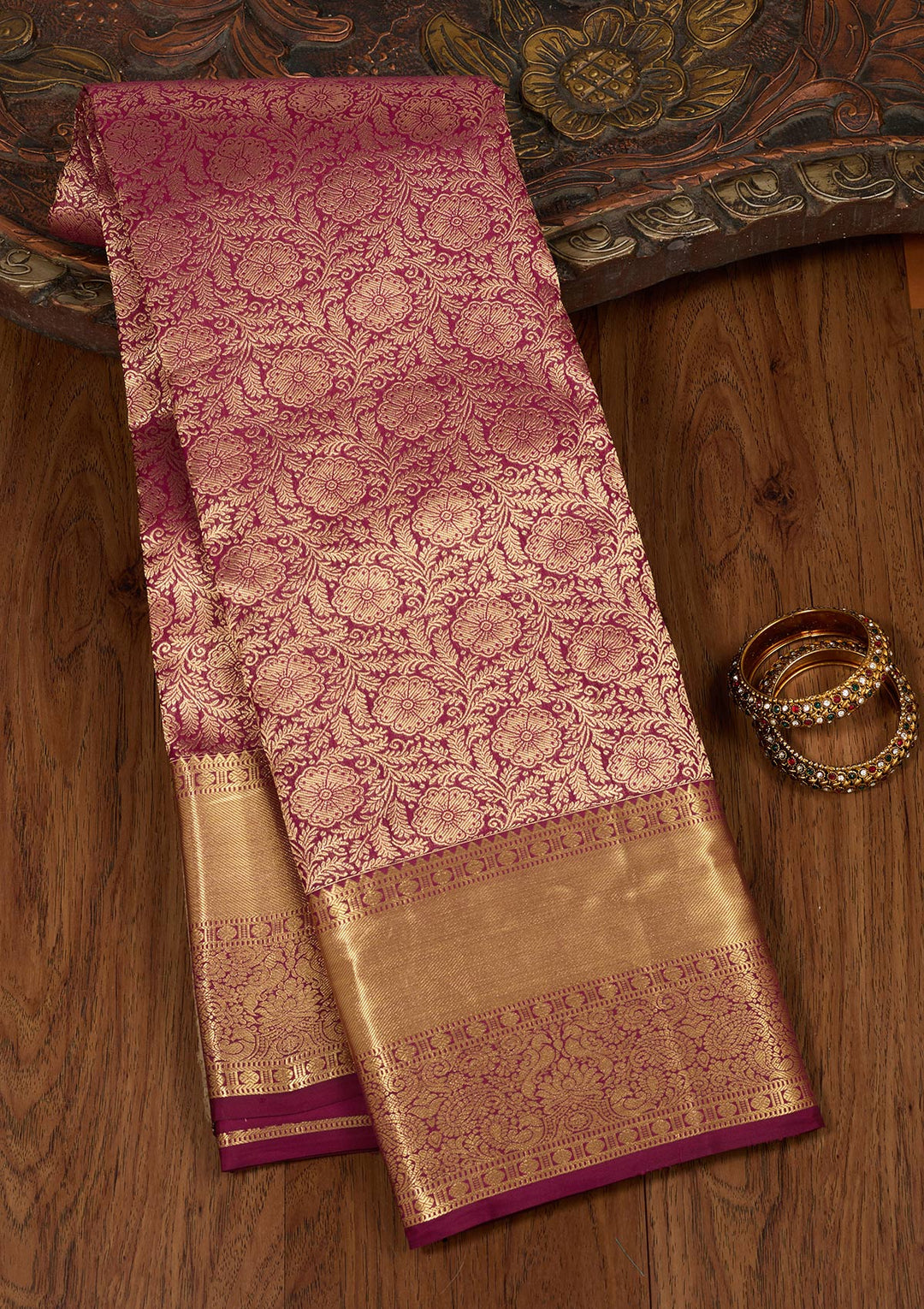 Brown Zariwork Pure Silk Saree-koskii