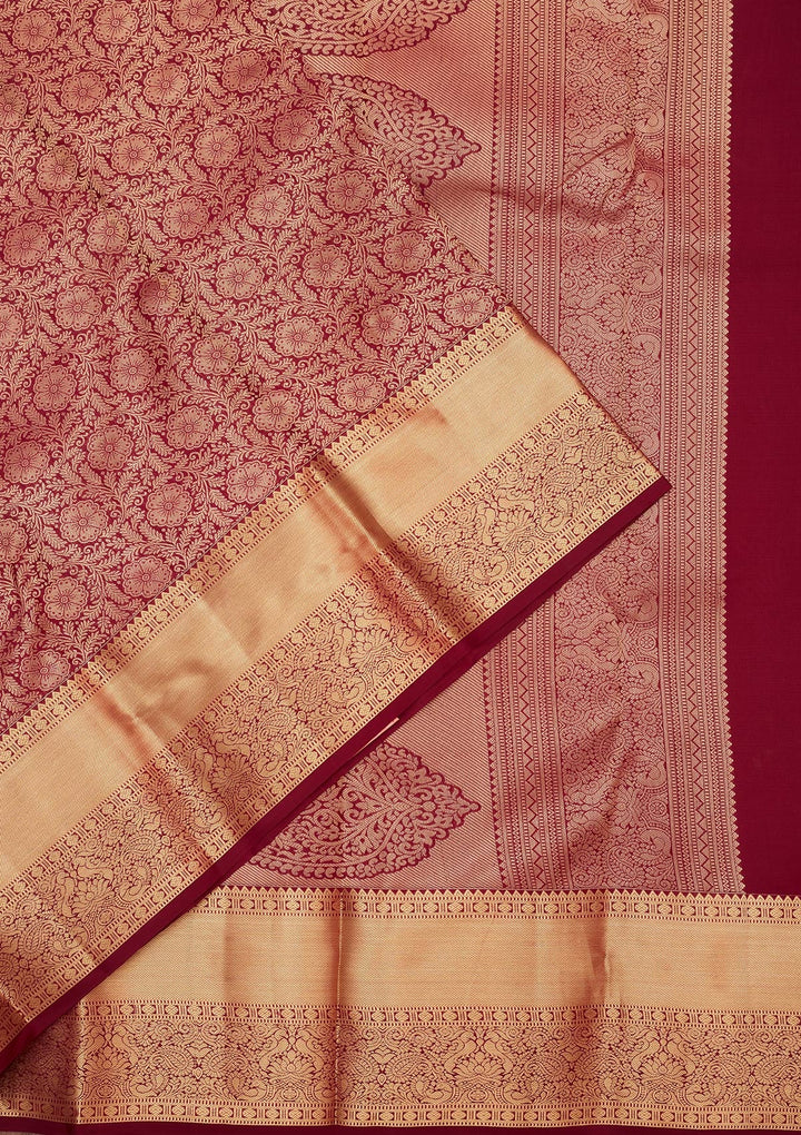 Brown Zariwork Pure Silk Saree-koskii