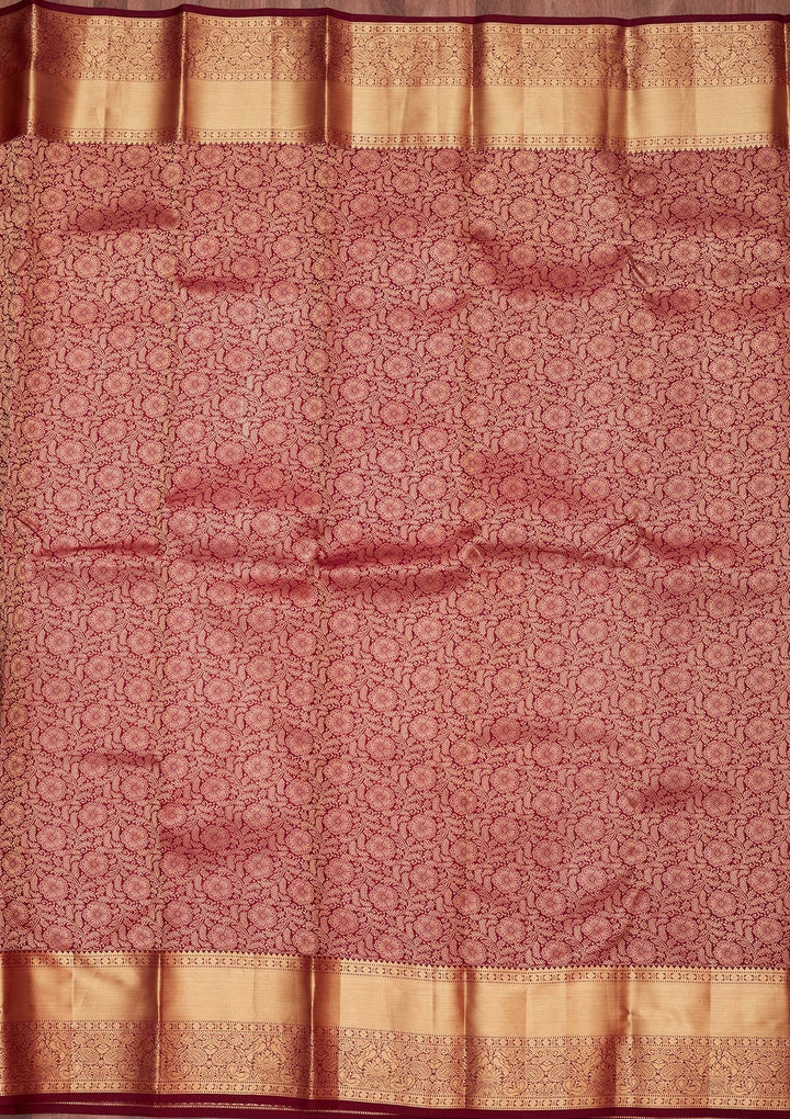 Brown Zariwork Pure Silk Saree-koskii