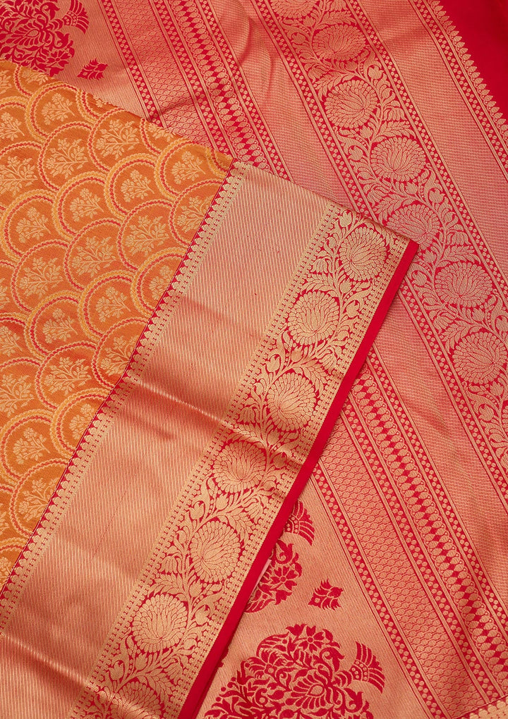 Mustard Zariwork Pure Silk Saree-koskii