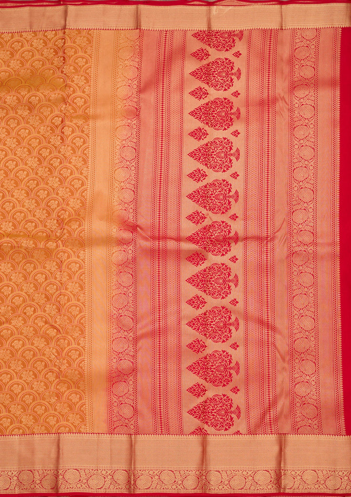 Mustard Zariwork Pure Silk Saree-koskii