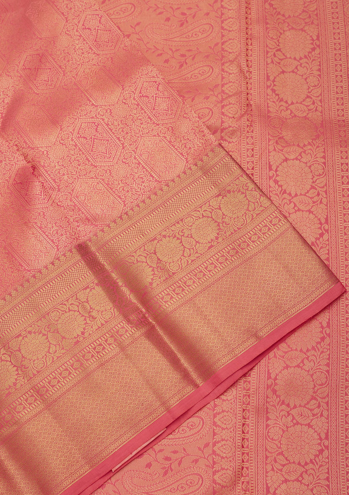 Onion Pink Zariwork Pure Silk Saree-koskii