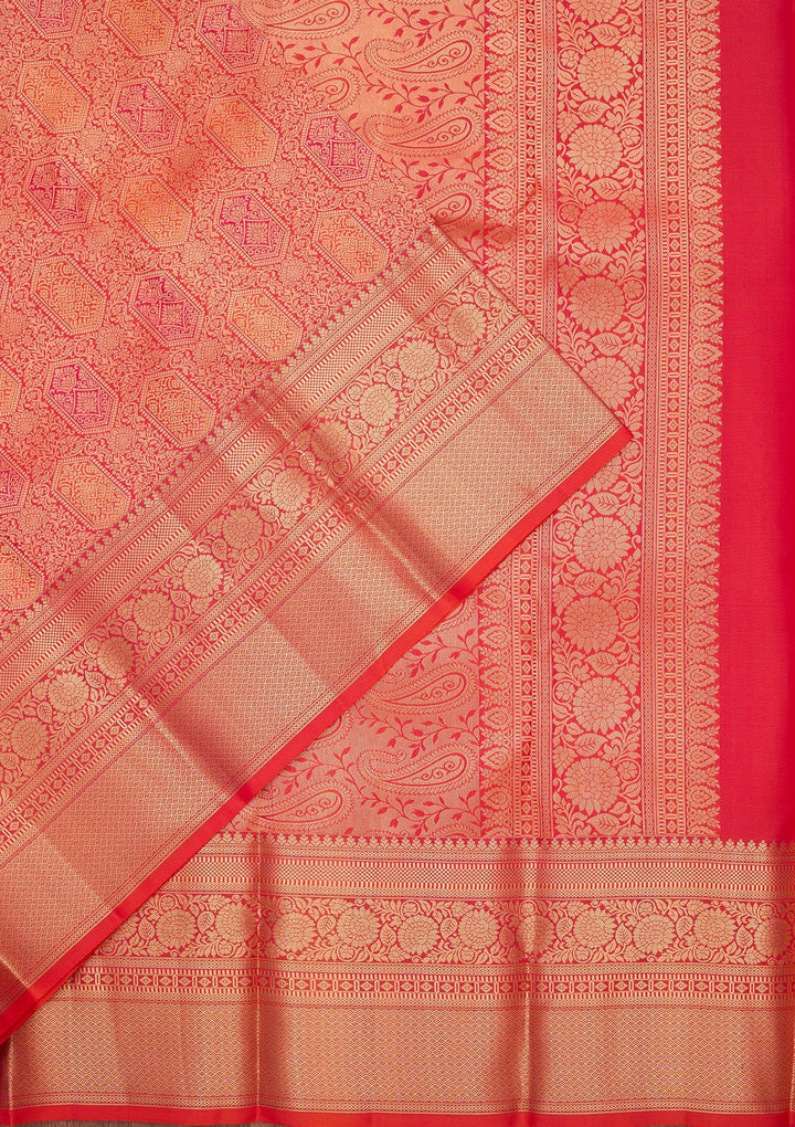 Orange Zariwork Pure Silk Saree-koskii
