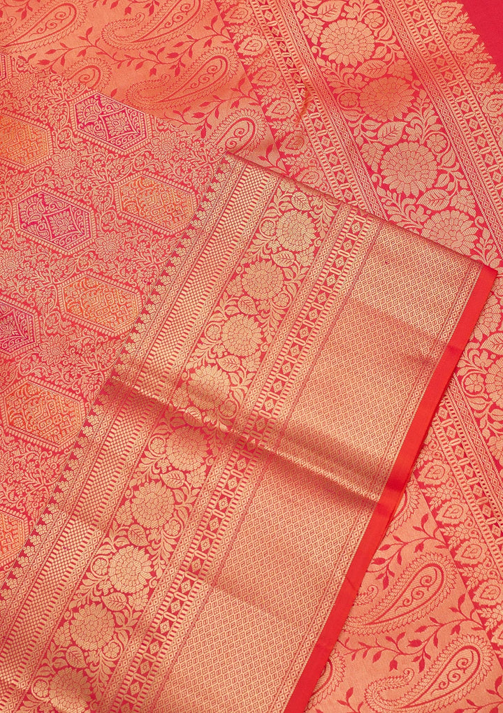 Orange Zariwork Pure Silk Saree-koskii