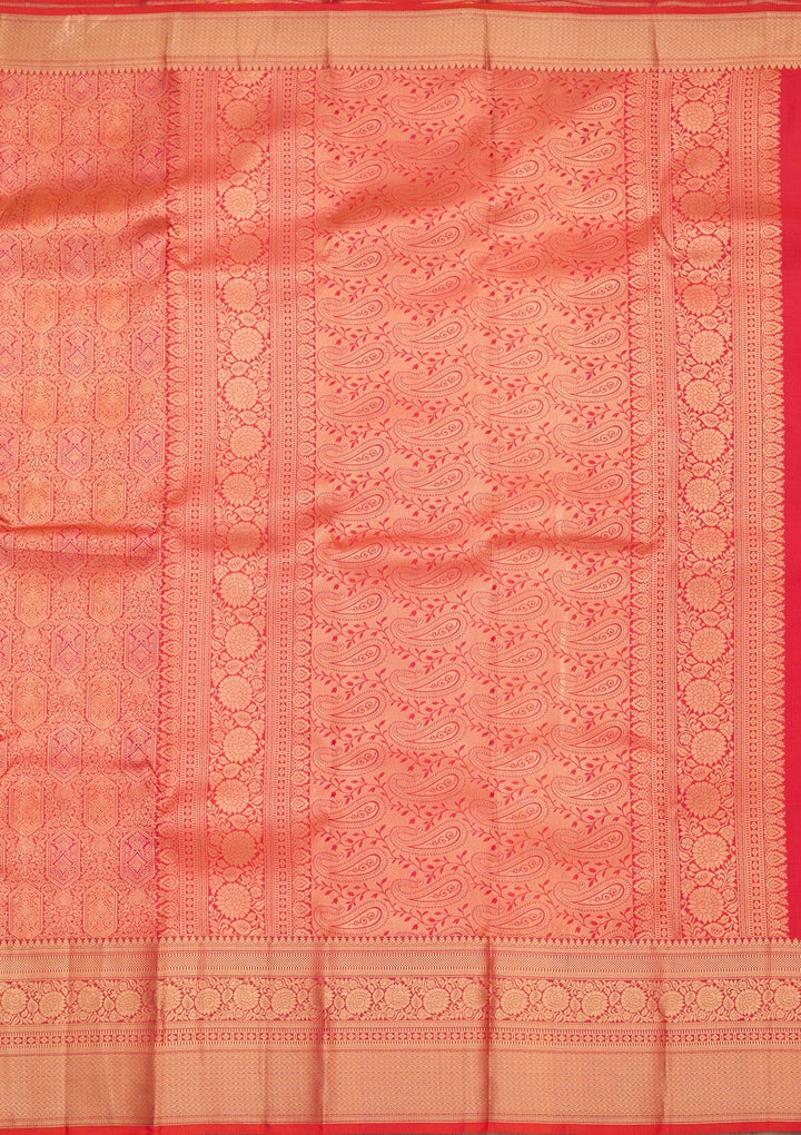 Orange Zariwork Pure Silk Saree-koskii