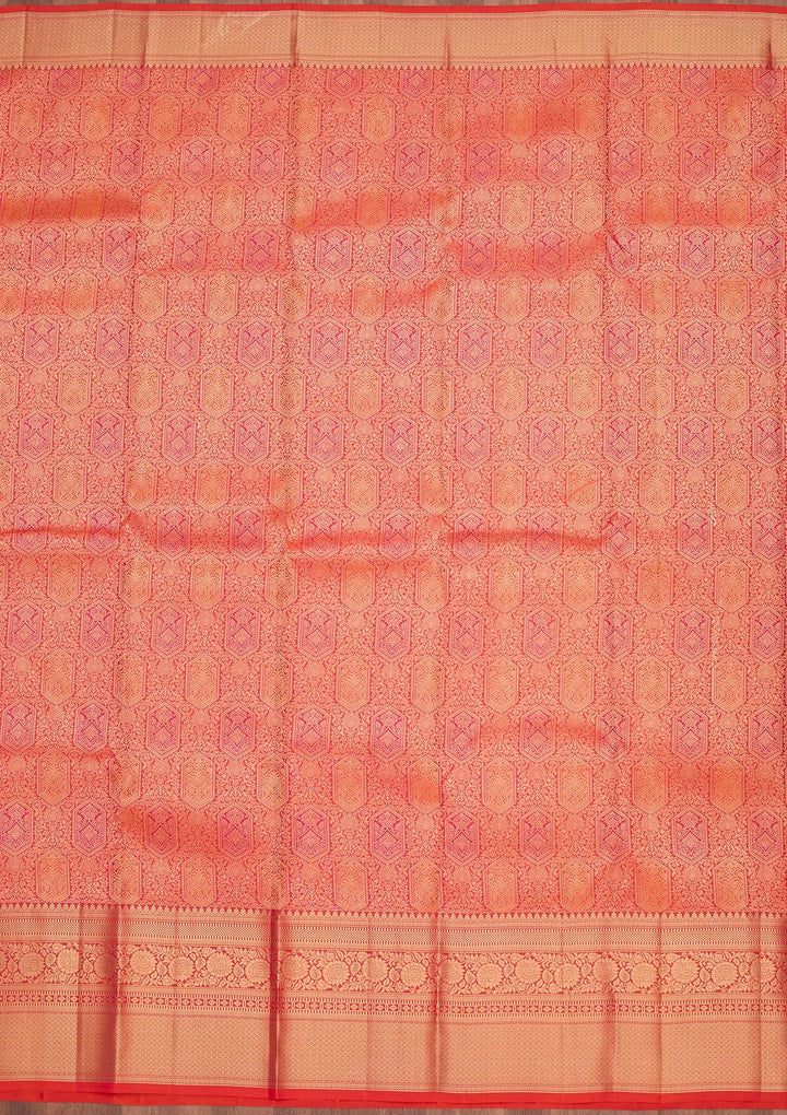 Orange Zariwork Pure Silk Saree-koskii