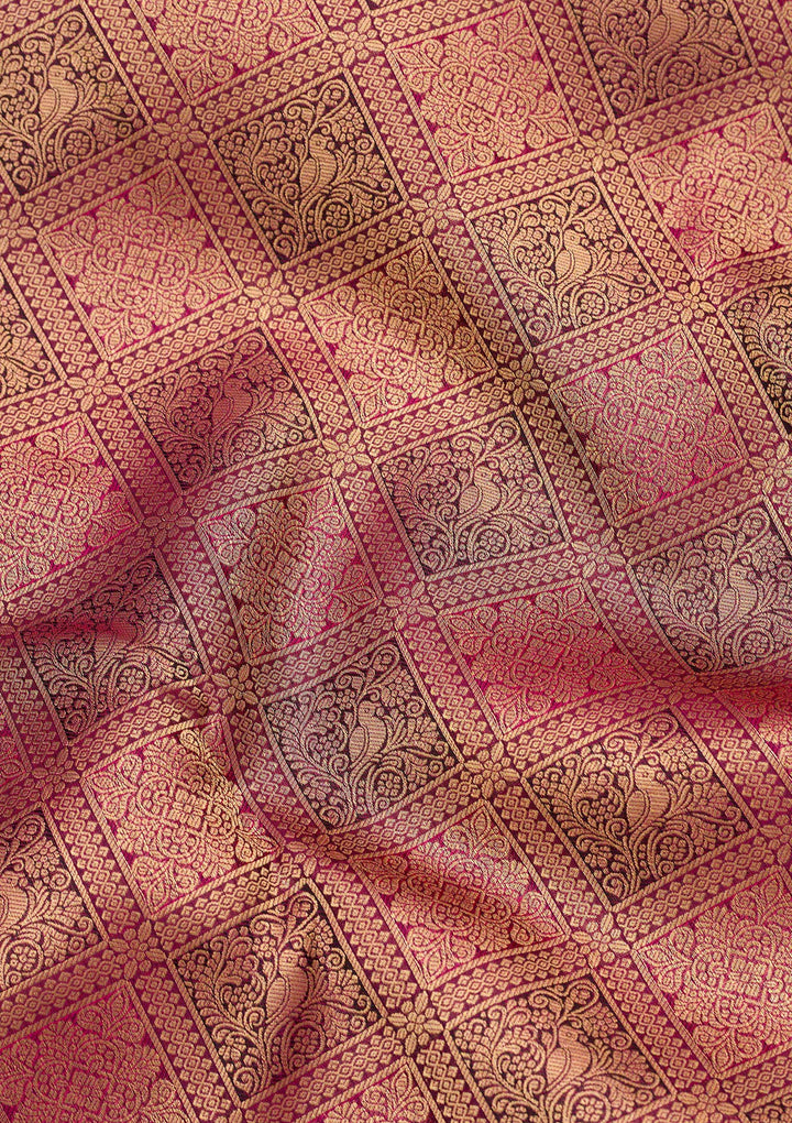 Rani Pink Zariwork Pure Silk Saree-koskii