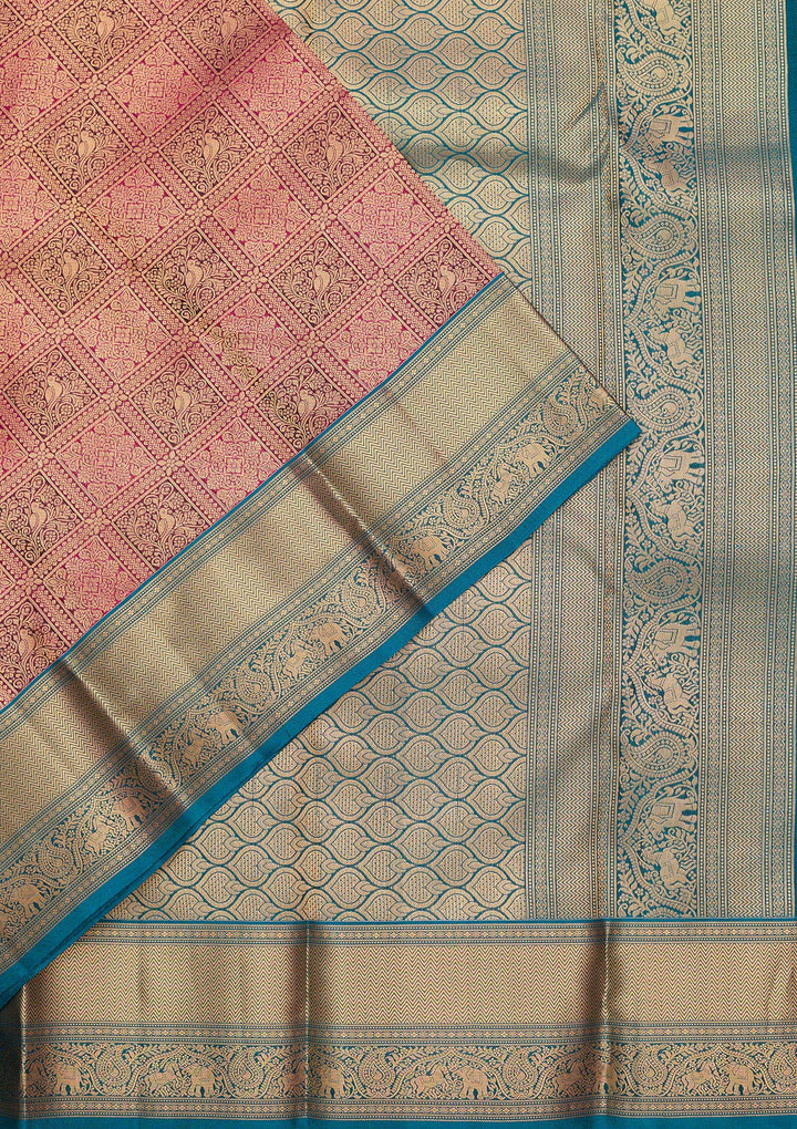 Rani Pink Zariwork Pure Silk Saree-koskii