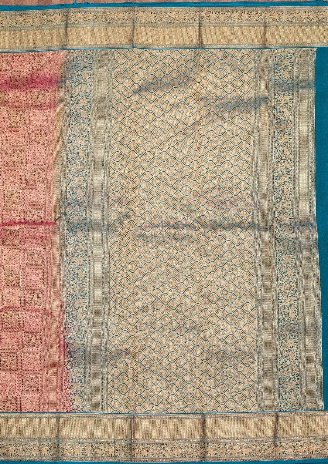 Rani Pink Zariwork Pure Silk Saree-koskii