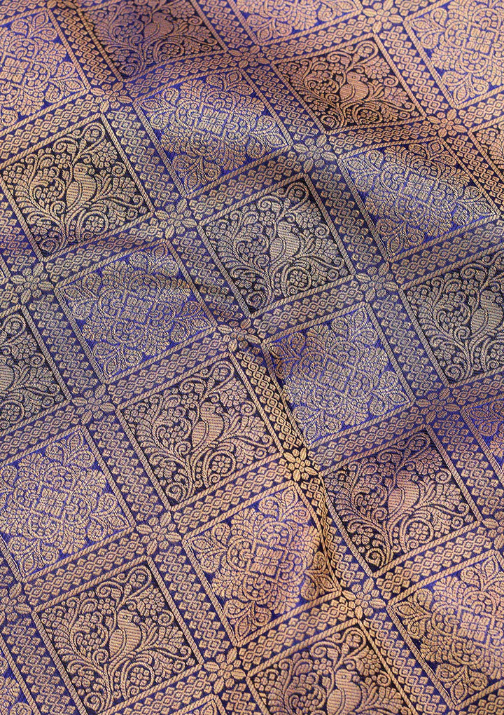 Royal Blue Zariwork Pure Silk Saree-koskii