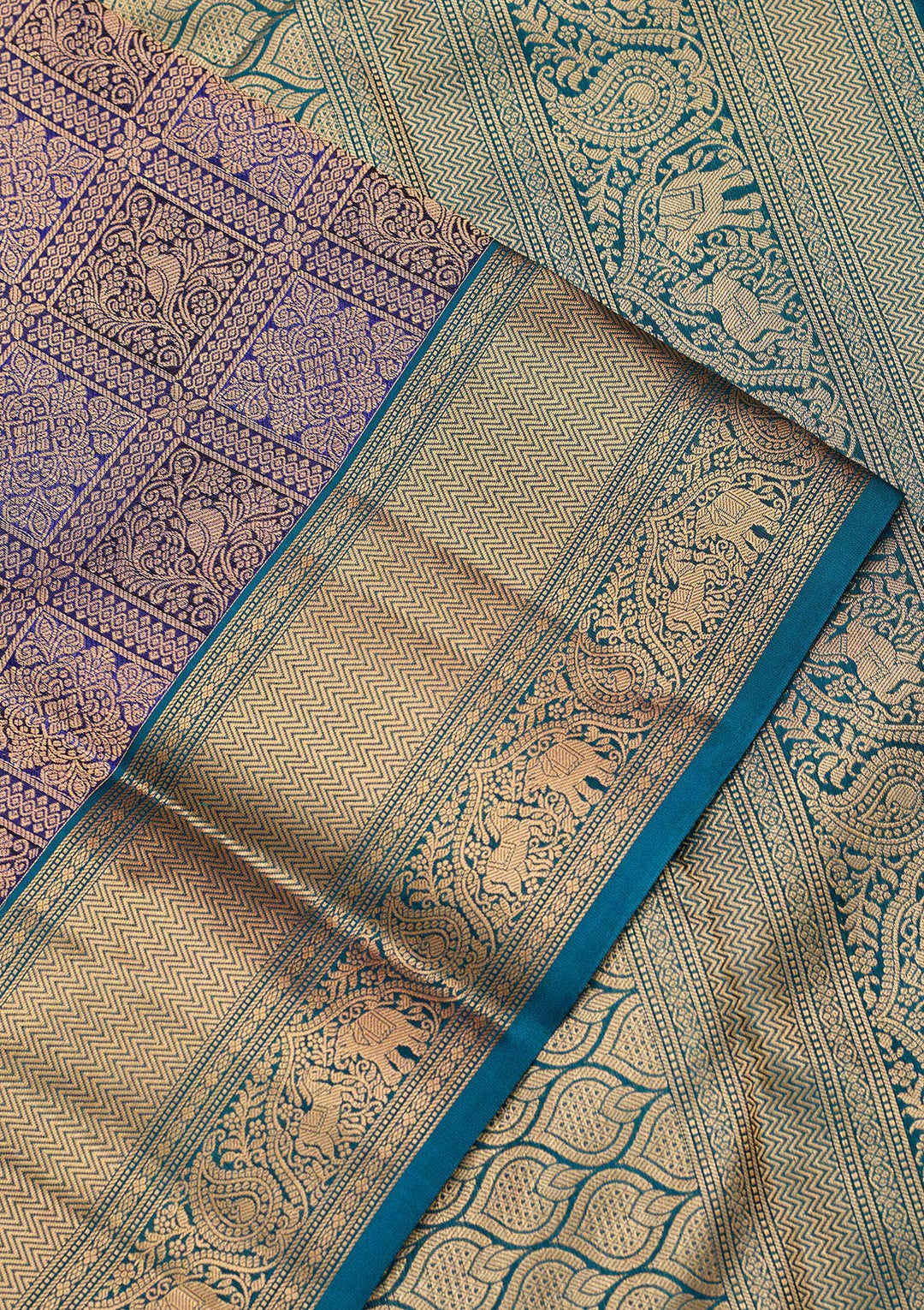 Royal Blue Zariwork Pure Silk Saree-koskii