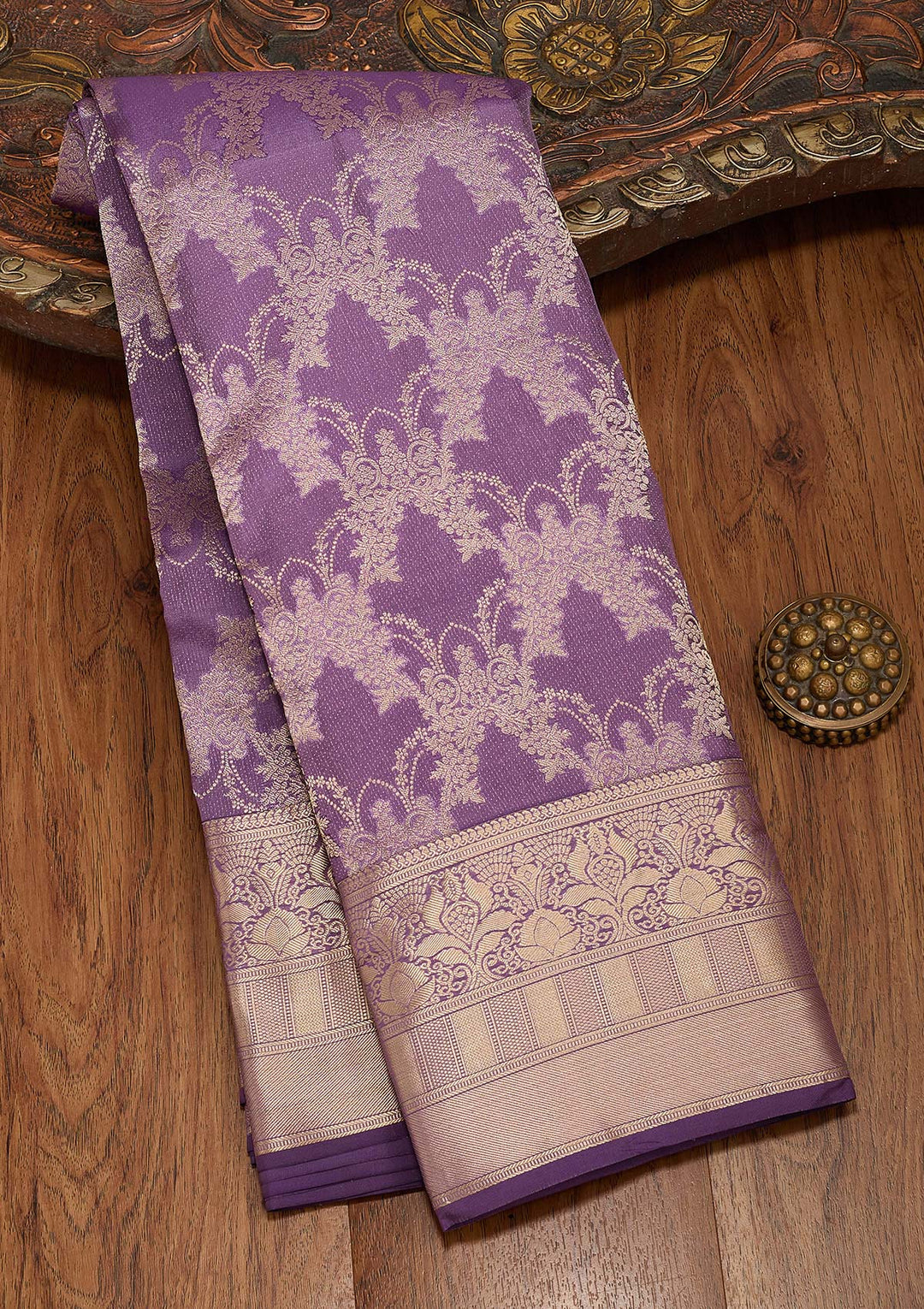 Lavender Zariwork Pure Silk Saree-koskii