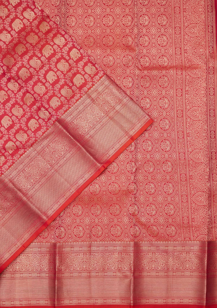 Orange Zariwork Pure Silk Saree-koskii