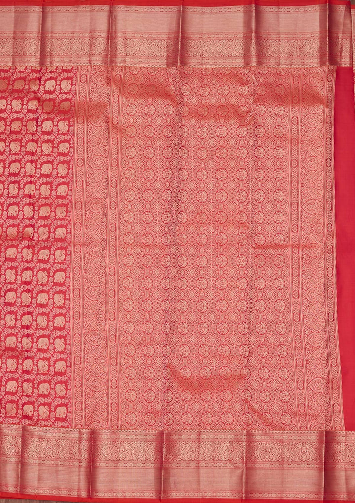 Orange Zariwork Pure Silk Saree-koskii